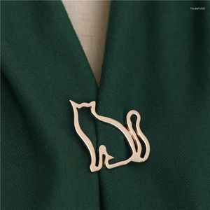 Brooches Cute Hollow Small Fat Cat Brooch For Women Personality Cardigan Shawl Buckle Decorative Simple Suit Sweater Pin Ins