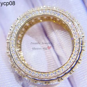 Designer smycken 925 silver 10k 14k 18K VVS Moissanite Diamond Men Ring Band Gold Eternity Ring