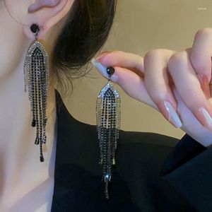 DANGLE أقراط أزياء بيان الطويل الكامل للحجر الراين كبير للنساء Crystal Tassel Party Wedding Accessorie Eirings Gifts بالجملة