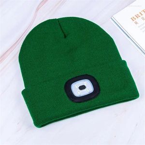 Berretti da ciclismo Cappello lavorato a maglia con luci a LED Avvertenza Mantieni caldo in inverno Pesca notturna all'aperto Rosso e blu lampeggiante