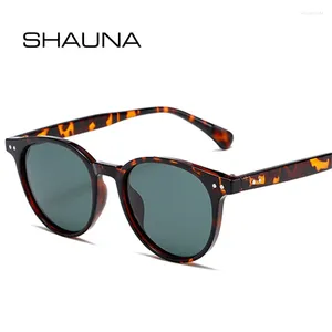 Óculos de sol shauna moda redonda polarizada mulheres colorido espelho tons uv400 óculos tendência homens punk rebites óculos de sol