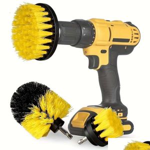 Cleaning Brushes New 3Pcs Drill Brush Attachment Set Power Scrubber With Scrub For Cleaning Showers Tubs Bathroom Tile Grout Carpet Dr Dhl67