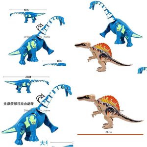 Blockerar stor storlek Jurassic Brachiosaurus spinosaurus Dinosaurs Building Action Figure Block Toy Models Children Toys Drop Deli Dhkoj