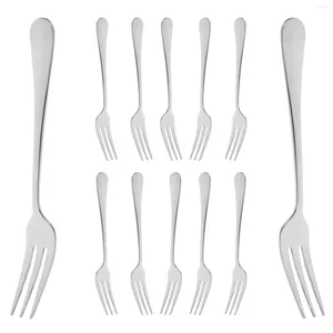 Forks 12 Pcs Mini Fruit Fork Stainless Steel Tea Restaurant Salad Small Tasting Cake