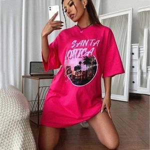 Women's T Shirts Letter Pattern Print Vintage Oversized Shirt Women O Neck Casual Short Sleeve Kawaii Clothes Graphic Lady Summer 2024