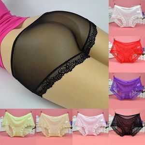 Kvinnors trosor ultratunna transparenta sexiga underkläder Kvinnor Soft Mesh Gaze Breattable Ladies Spets Seamless Briefs Solid Erotic Lingerie