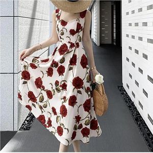 Casual Dresses Stylish Loose Spliced Printed Folds Sleeveless Dress Women's Clothing 2024 Summer Office Lady Camisole Floral