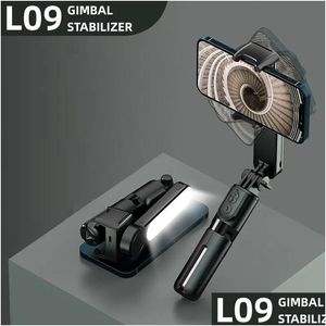 مثبتات محمولة مثبتات gimbal selfie عصا L09 Bluetooth حامل الهاتف المحمول قابلة للتعديل مصباح ملء حامل 240111 إسقاط delive dhbfo