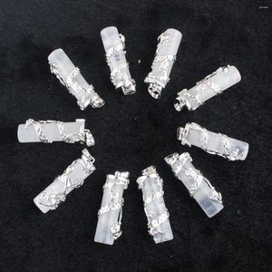 Pendanthalsband Crystal Dragon Wrap Cylindrical Stone Reiki Amulet Charm Luck Jewelry Accessories Wholesale 10st TN4351