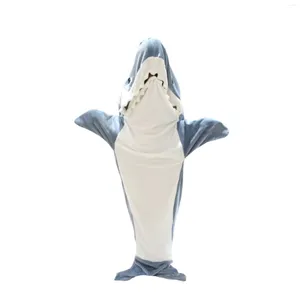 Women's Sleepwear Cartoon Sleeping Bag Sand Sculpture Shark Pajamas Flannel Home Clothing One Piece