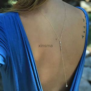 Andra smyckesuppsättningar Backkedja Sexig långhalsband Crystal Pendant Backless Dress Accessories Body Jewelry for Women Beach Gift YQ240204