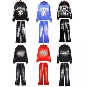 Y2K Hellstar Hoodies 디자이너 까마귀 스웨터 O 목 풀버 100%면 힙합 록 빈티지 세척 및 고민 모노그램 인쇄 두꺼운 Athleisure Sweater