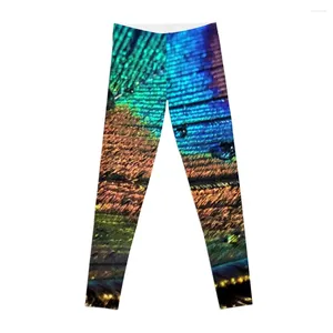 Aktive Hose Pfauenfeder mit Wassertropfen Leggings für Mädchen Sportbekleidung Frau Gym Fitness Kleidung Damen Strumpfhosen Damen