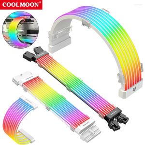 Computer Coolings COOLMOON ARGB 8Pin/24Pin Motheboard Extension Cord Wire 5V 3PINx2 4PIN PC Case Power Supply Decorative Line Lamp Strip