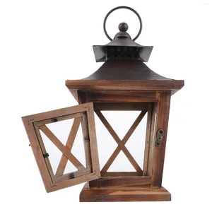 Świecowe uchwyty Lantern Candlestick Ornament Rustic Home Drewniany Tealight Unikalny