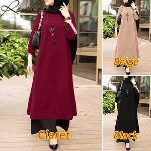 Ethnic Clothing 2024 Winter Women Muslim Arabian Casual Long Sleeve Slit Hijab Dress Dubai Abaya Robe Prom Evening Dresses Plus Size 3XL