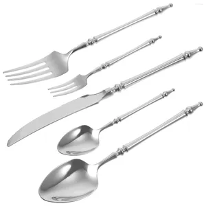 Servis uppsättningar av rostfritt stål bestick återanvändbara silver gafflar och skedar som serverar redskap kit plattvaror tabeller western western