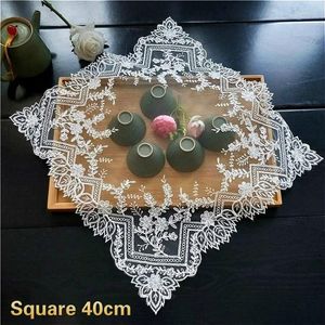 Tapetes de mesa francês romântico laço bordado quadrado placemat copo de café capa de porta-copos banquete festa de casamento decoração de móveis