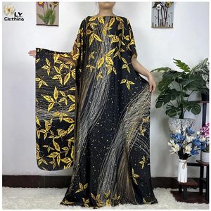 Roupas étnicas 2024 Moda Imprimir Islam Turquia Solta Elegante Femme Robe Seda Oversize Mulheres Africanas Dubai Dashiki Abaya Tamanho Livre