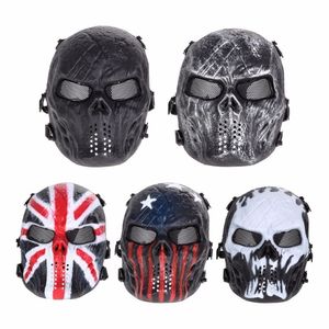 Airsoft Paintball Party Mask Skull Full Face Mask Army Games Outdoor Metal Mesh Eye Shield Costume For Halloween Party Supplies Y2208N