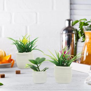 Flores decorativas 3 unidades de planta em vaso em miniatura mini decoração de casa plantas bonsai estilo aleatório