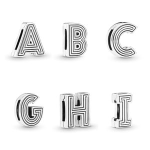 100% 925 Sterling Silver Letter A-M Clip Charms Fit Reflexions Mesh Armband Fashion Women Wedding Engagement Jewelry Accessories217B