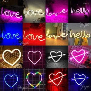 Nachtlichter „Hallo Herz Liebe“, Neonlichtschild, LED-Modellierungslampe, Wanddekoration für Lagerräume, Edding-Fensterladen, USB-batteriebetrieben