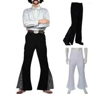 Calças masculinas Lantejoulas Homens Vintage 60s 70s Calças Flared Hippie Traje Halloween Casais Cosplay Música Disco Retro