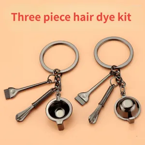 Keychains 2024 Hair Dyeing Tools Teacher Tony Barber Baked Oil Mixer Pusher Key Chain Pendant Ring Jewellery Gift