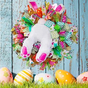 Wreathcolorful Easter Garlands Hanging Rabbit Bunny Door Wall Oranmentscute Welcome Sign Wreathhappy Party Decor 240127