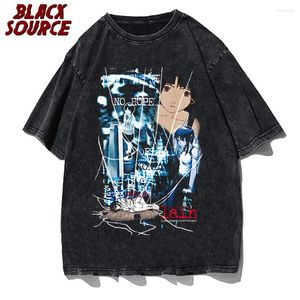 Camisetas masculinas experimentos seriais lain tshirt engraçado anime confortável harajuku streetwear camisa masculina casual manga curta t-shirts