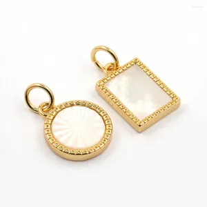 Pendant Necklaces Natural Shell Stone Rectangle Round Sun Medal Charms Gold Plated Necklace Jewelry Making Accessories For Women