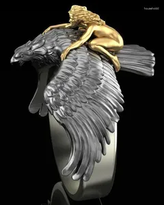 Cluster Rings Creative Unique Flying Eagle Opening Adjustable For Men's And Women's Punk Gothic Hip Hop Jewelry