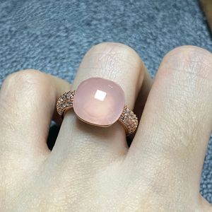 12.6x6mm Classic Ring Candy Style Ring Zircon Flat Natural Pink Crystal Ring for Women Wedding Party Fashion Jewelry Gift 240202