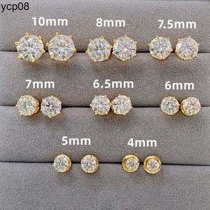 Designer Jewelry Pass diamond tester classic 6 prong 925 sterling silver moissanite screw back stud earrings