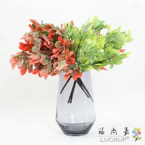 Fiori decorativi 1 PZ Bella plastica morbida artificiale Foglie verdi rosse Pianta Erba Cespuglio Decorazione domestica F482