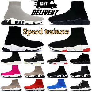 luxury sock shoes designer shoes casual shoes balencaigas shoes women mens shoes Black White Graffiti White Black Red Beige Clear Sole Lace-up mens trainers sneakers