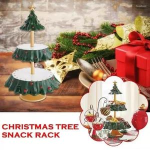 Stoccaggio da cucina, festa, piatto di caramelle, vassoio per snack, supporto per rack di Natale, 1 pezzo, albero di Natale, tavolo da dessert, frutta, doppio strato, supporto per torta