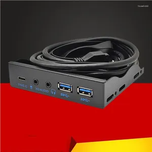 Bilgisayar Kabloları PC için USB ön panel USB3.2 Gen2 10Gbps Tip C 19pin 2port USB3.0 HUB HB Audio 3.5mm kulaklık mikrofon 3.5 