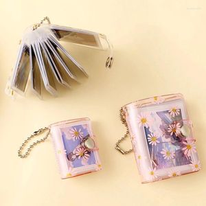 Keychains 20 Pockets Small Po Album 1/2inch Cute Mini Pos Collect Book Hanging Chain Card Holder Keyring Pendant Flower Pattern Kpop