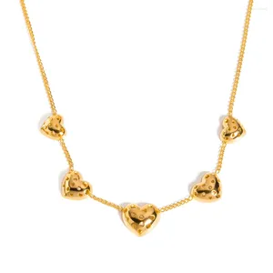 Чокер ALLME, стильный золотой PVD-покрытие из нержавеющей стали, полый металлический кулон в форме сердца для женщин, подарок на день рождения