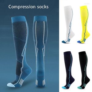 Men's Socks 1 Pair Men Women Compression Fit For Outdoor Sports Cycling Skating Anti Fatigue Pain Relief Breathable Knee High Stocking