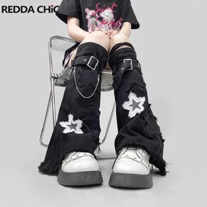 Damen Socken REDDACHiC Star Y2k Denim Beinwärmer für Bandage Gürtel Oberschenkel-lange Stiefel Abdeckung Acubi Fashion Goth Harajuku Streetwear