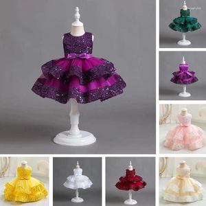 Kız Elbiseler Bebek Prenses Zarif Elbise Çocuk Düğün Doğum Günü Frocks Çocuk Kostüm Bow Balo Balo Elbise Parti Kızlar