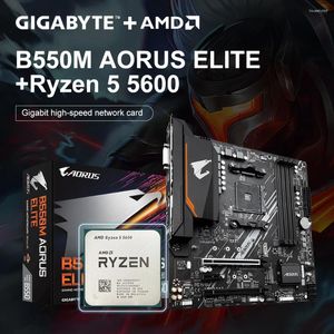 Anakartlar Gigabayt B550m Aorus Elite Anakart AMD Ryzen 5 5600 R5 CPU İşlemci DDR4 128GB PLACA MAE M-ATX Oyun