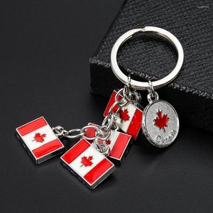 Keychains Metal Canadian Flag Maple Leaf Coin Keychain Charms Car Key Holder Keyring Pendant Purse Bag Accessories Jewelry Souvenir Gifts