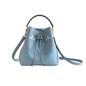 Spegel kvalitet väskor designer tote väska lyx handväska kvinnor neonoe hink väska mode crossbody väska läder läder dragsko axelväska plånböcker 2 storlekar