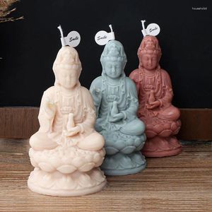 Hantverksverktyg 3D Buddha Guanyin Staty Candle Decor Stor storlek Abstrakt Buddhist Portrait Gips Mögel Handgjorda harts Mögelprydnad