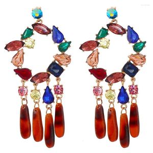 Dangle Earrings Multicolor Retro Round Round Drop Drop Irregular Rhinestone Shining Guithite Fashion Party Jewelry HT124