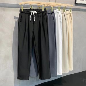 Erkekler Katı Geniş Bacak Takım Pantolon 2024 Moda Klasik Pantolon Koreli Sıradan Dipler Artı Beden Vintage Erkek Giysileri F215